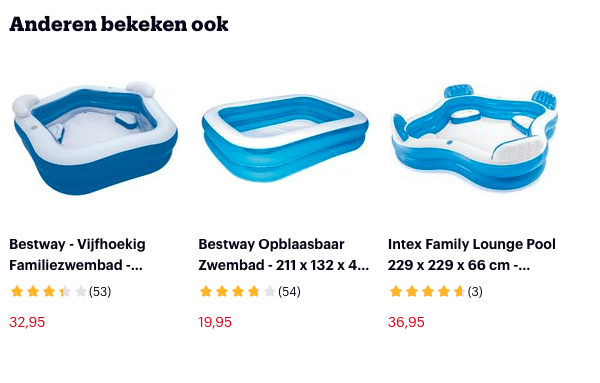 personalisatie via collaborative filtering (zoals anderen bekeken ook sectie van Bol.com)